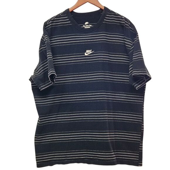 Nike The Nike Tee Loose Fit Mens XL Stripe Black White Cotton Essential TShirts - Picture 1 of 10